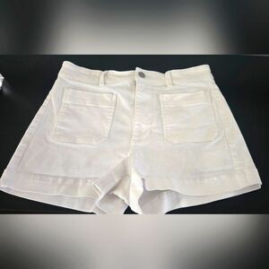 Everlane Women's White Denim High waist Shorts Size 10 Stretch Pockets